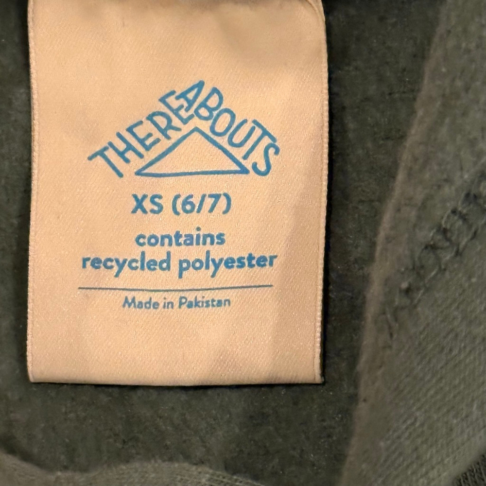 Thereabouts Boys Hoodie Green Part Wolf Graphic Size XS 6/7 Cotton Recycled Poly - Picture 4 of 5